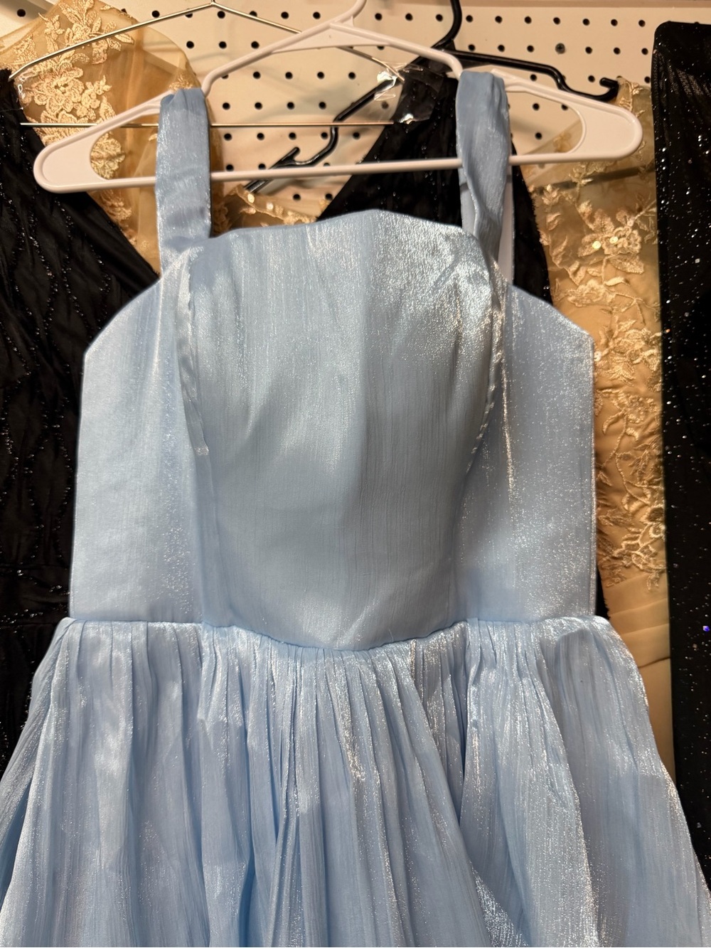 Light Blue Shimmer Strappy Tulle Dress
